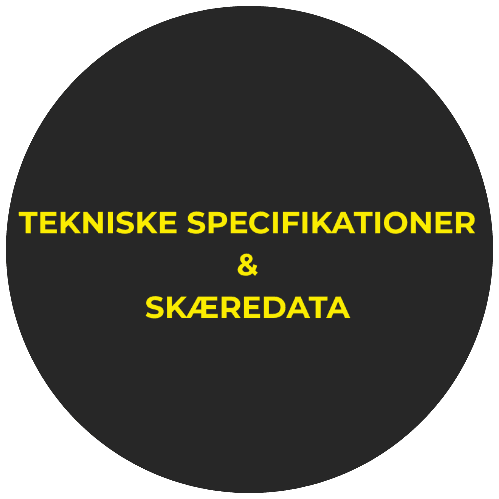 Tekniske specifikationer & skæredata
